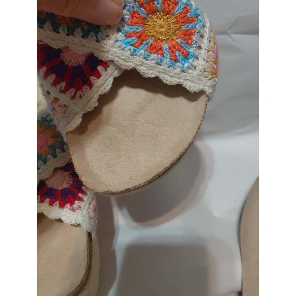Dirty Laundry Womens Crocheted Granny Square Platform Sandal Natural Size 9. 5